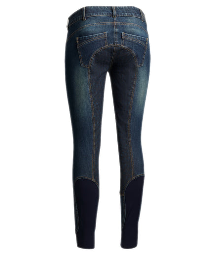 Marine coloured Ariat Womens Halo Denim Full Seat Breech on white background 