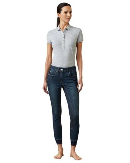 Marine coloured Ariat Womens Halo Denim Full Seat Breech on white background 