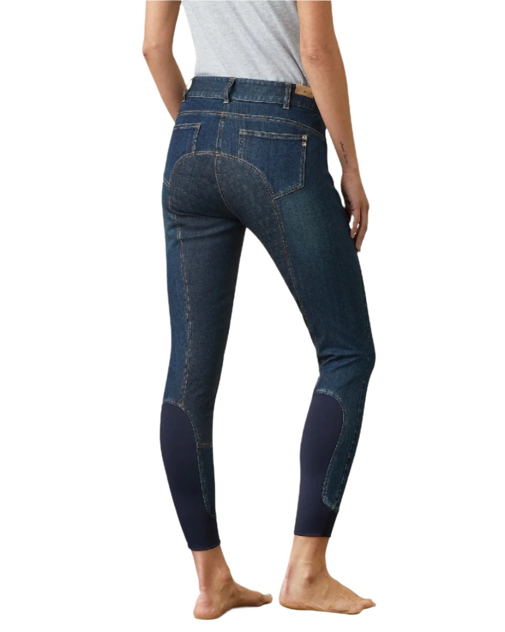 Marine coloured Ariat Womens Halo Denim Full Seat Breech on white background 