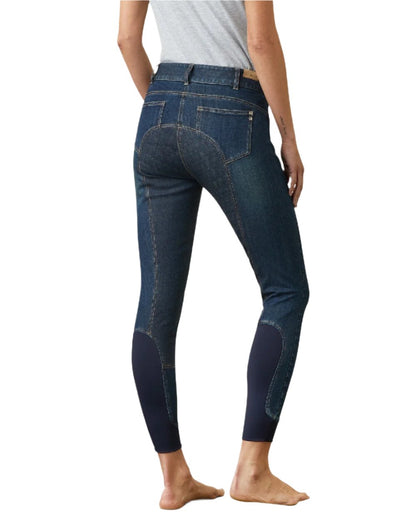 Marine coloured Ariat Womens Halo Denim Full Seat Breech on white background 
