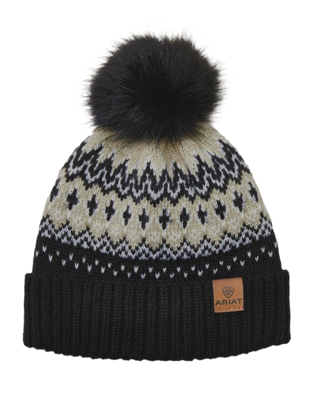 Black Coloured Ariat Womens Hansford Beanie on white background 