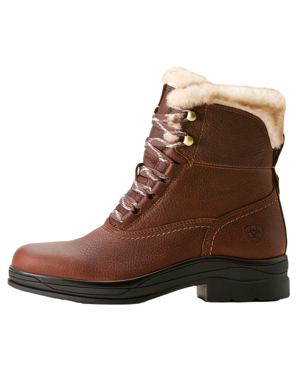 Dark Brown coloured Ariat Womens Harper Sherpa Waterproof Boots on white background 