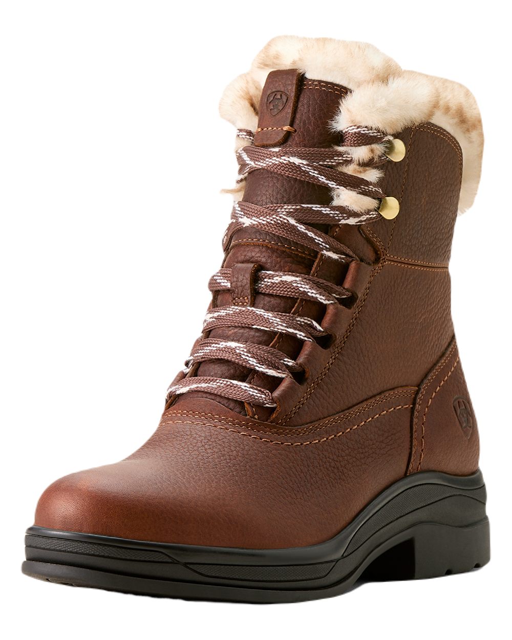 Dark Brown coloured Ariat Womens Harper Sherpa Waterproof Boots on white background 