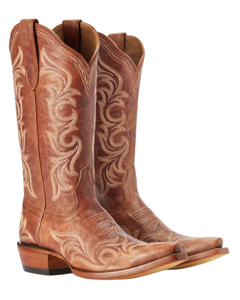 Whiskey Barrel coloured Ariat Womens Hazen Western Boot on white background 