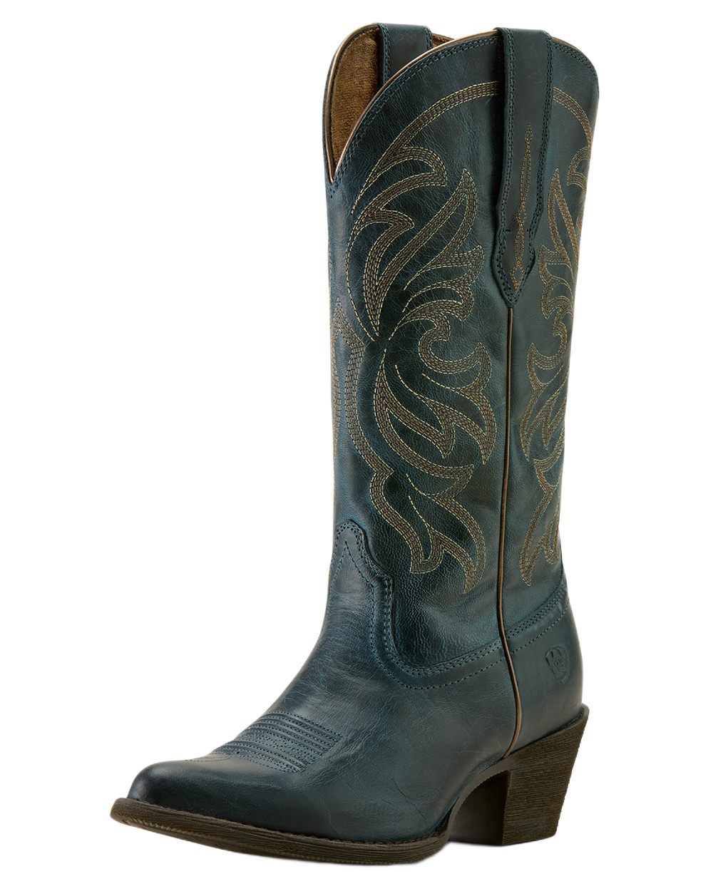 Fresh Denim coloured Ariat Womens Heritage J Toe Stretchfit Boots on white background 