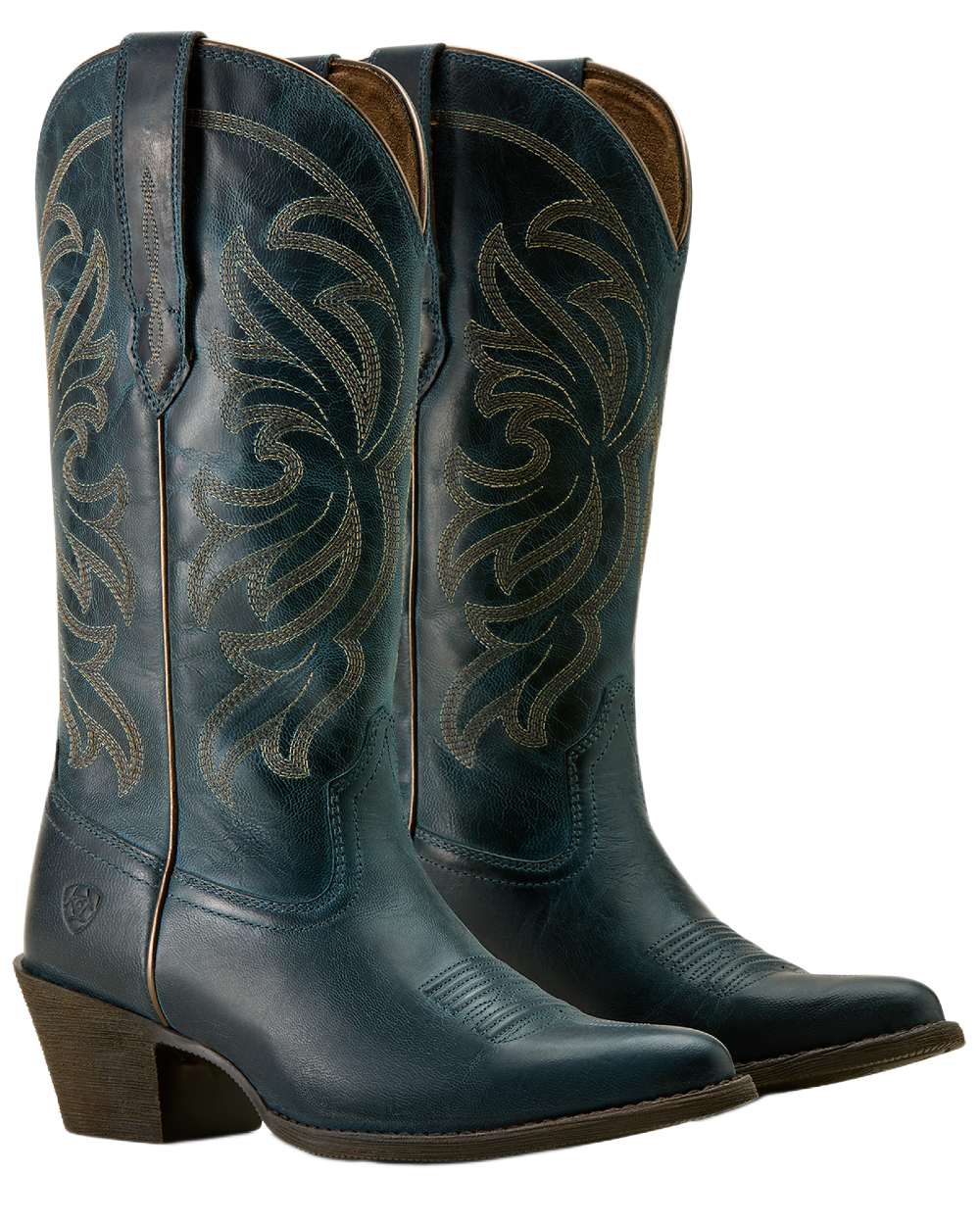 Fresh Denim coloured Ariat Womens Heritage J Toe Stretchfit Boots on white background 