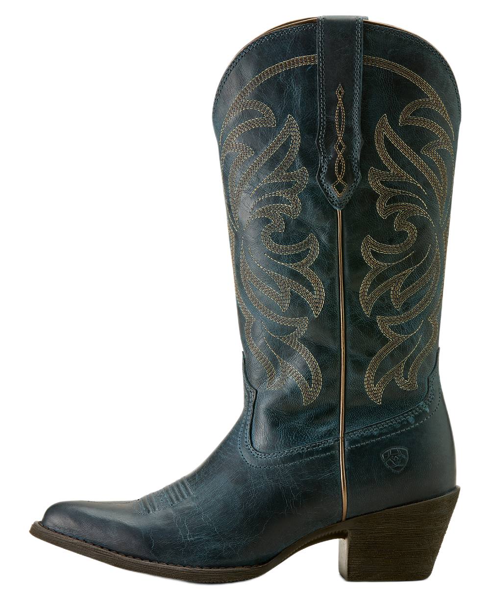 Fresh Denim coloured Ariat Womens Heritage J Toe Stretchfit Boots on white background 
