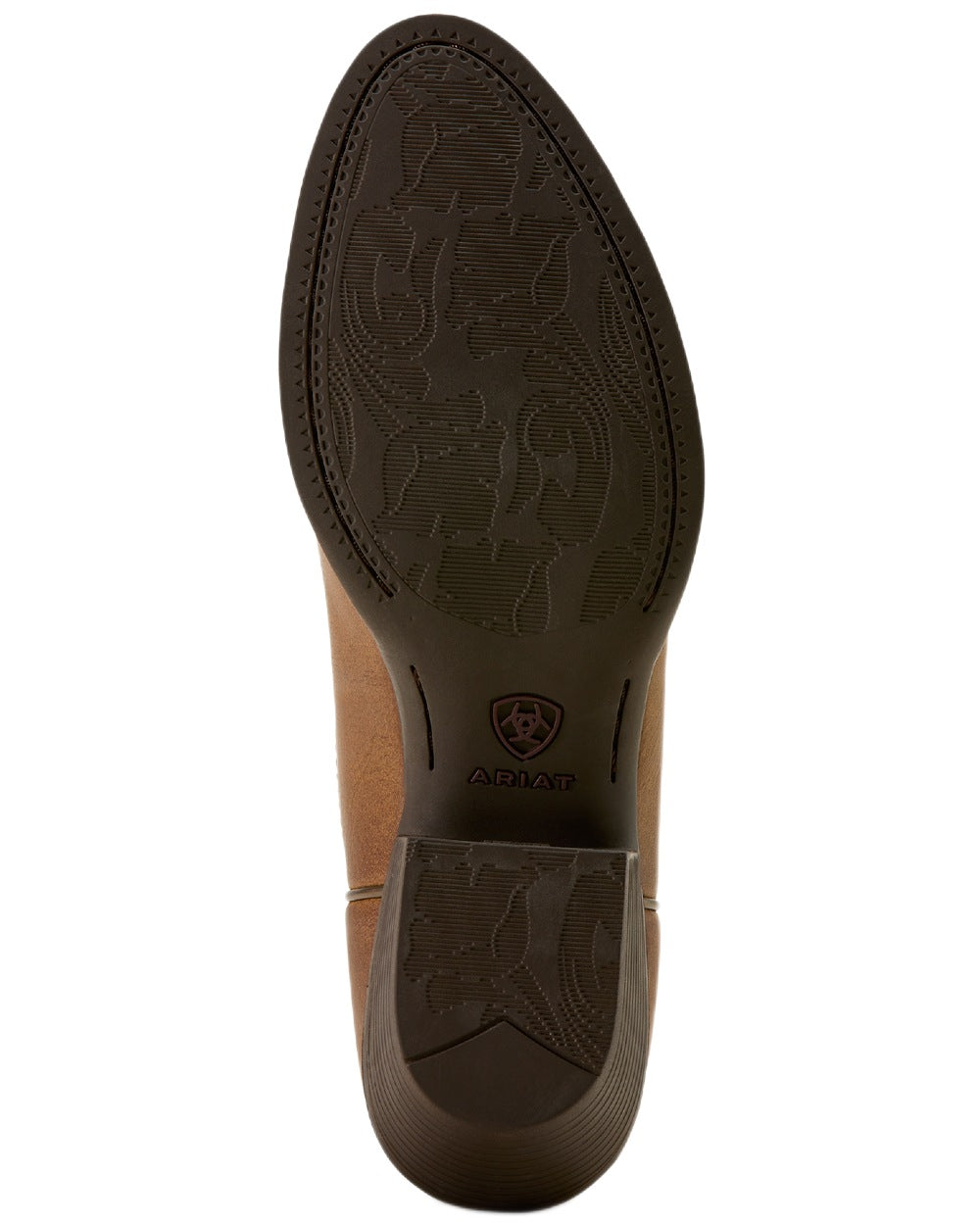 Toasty Tan coloured Ariat Womens Heritage Meadow R Toe Western Boots on white background 