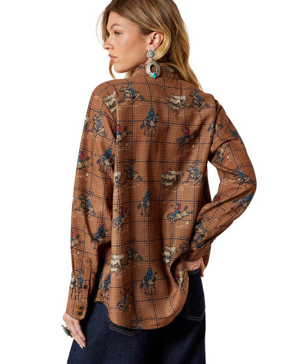 Glan Plaid Rodeo coloured Ariat Womens Homestyle Shirt on white background 