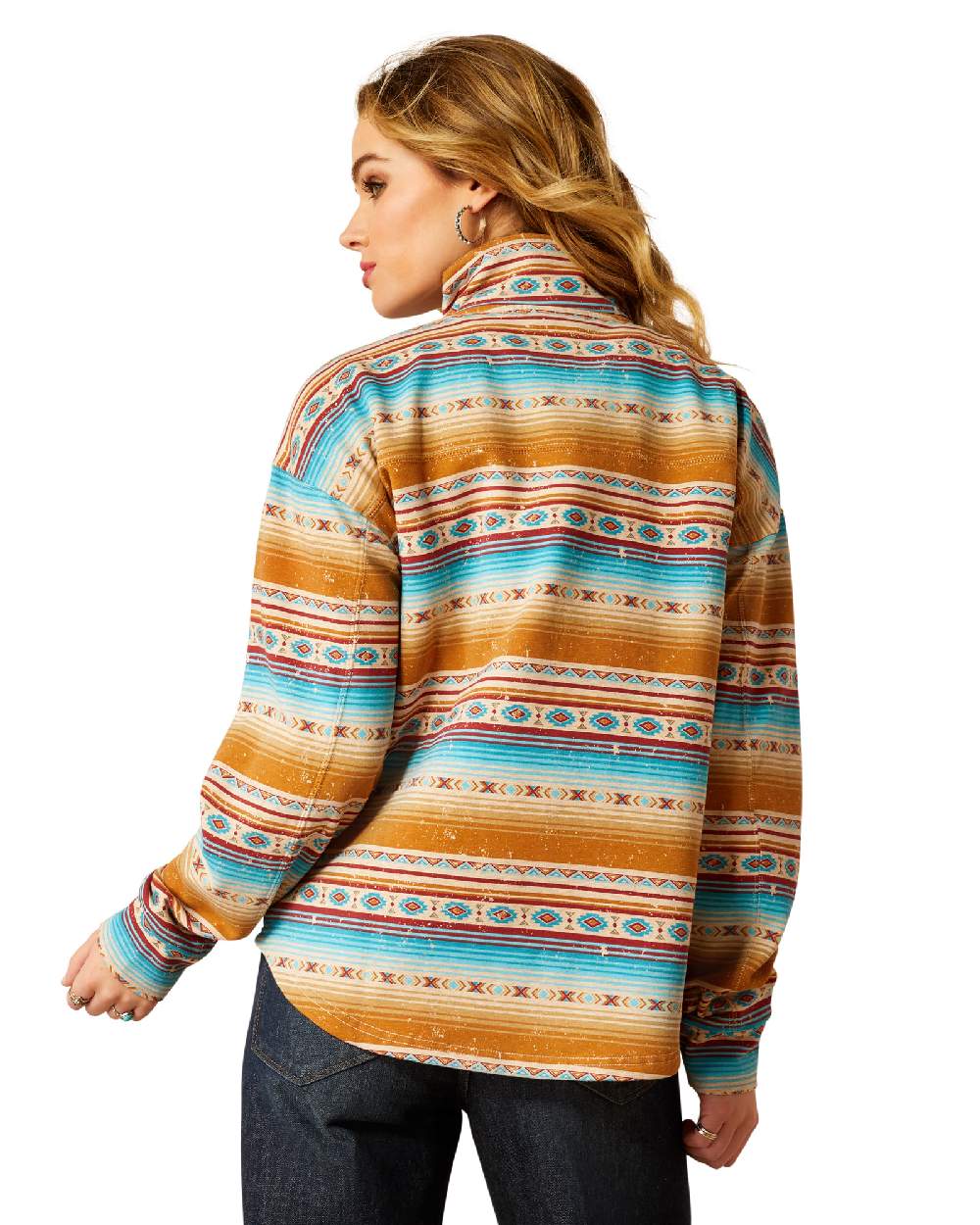 Fallon Serape Print Coloured Ariat Womens Hometown Sweatshirt on white background 