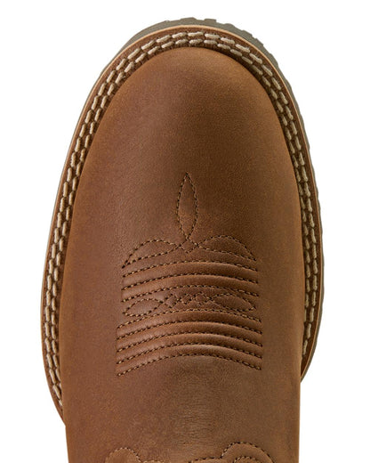 Frontier Brown coloured Ariat Womens Hybrid Ranchward W Toe Western Boots on white background 