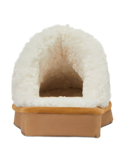 Chestnut coloured Ariat Womens Jackie Square Toe Slippers on white background 