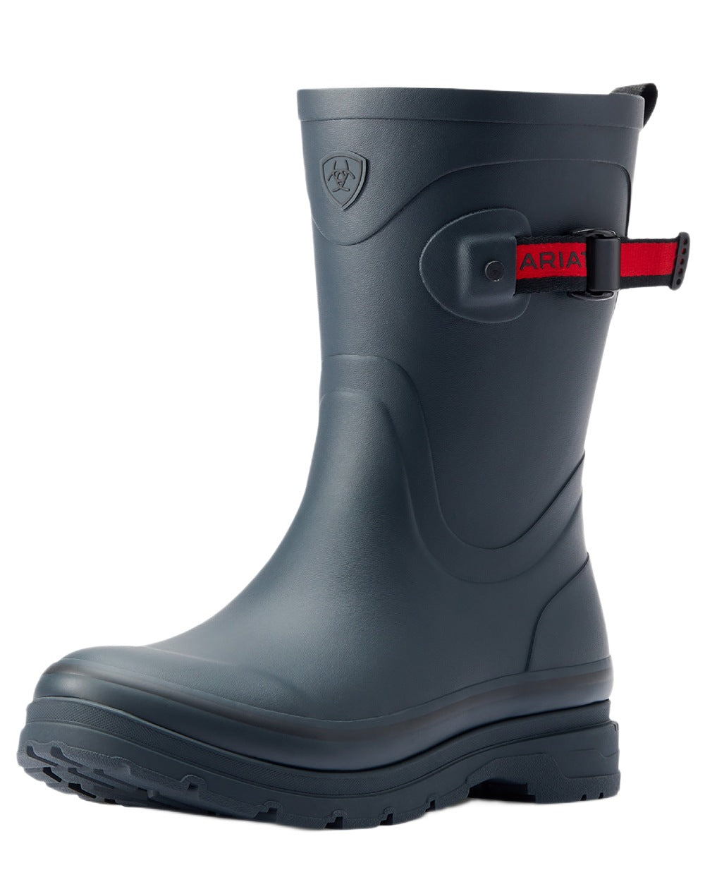 Navy coloured Ariat Womens Kelmarsh Mid Rubber Wellington Boots on white background 