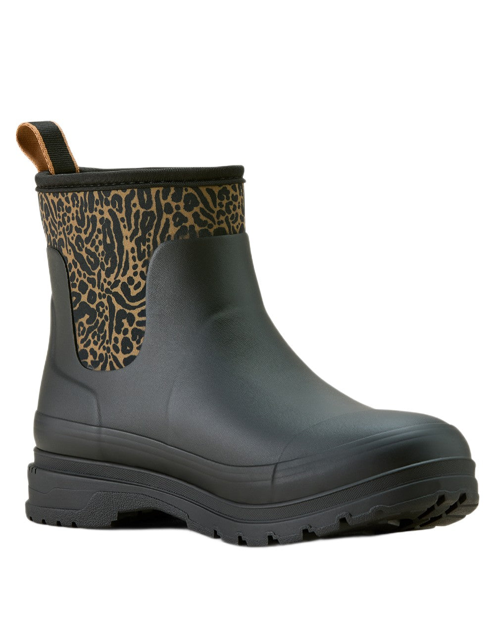 Black coloured Ariat Womens Kelmarsh Shortie Rubber Boots on white background 