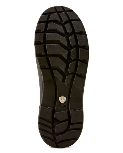 Chocolate coloured Ariat Womens Kelmarsh Shortie Rubber Boots on white background 
