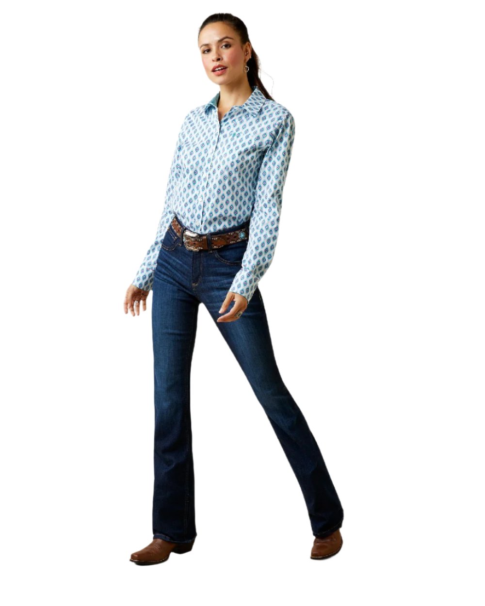 Day Dreamer Coloured Ariat Womens Kirby Stretch Western Shirt on white background 