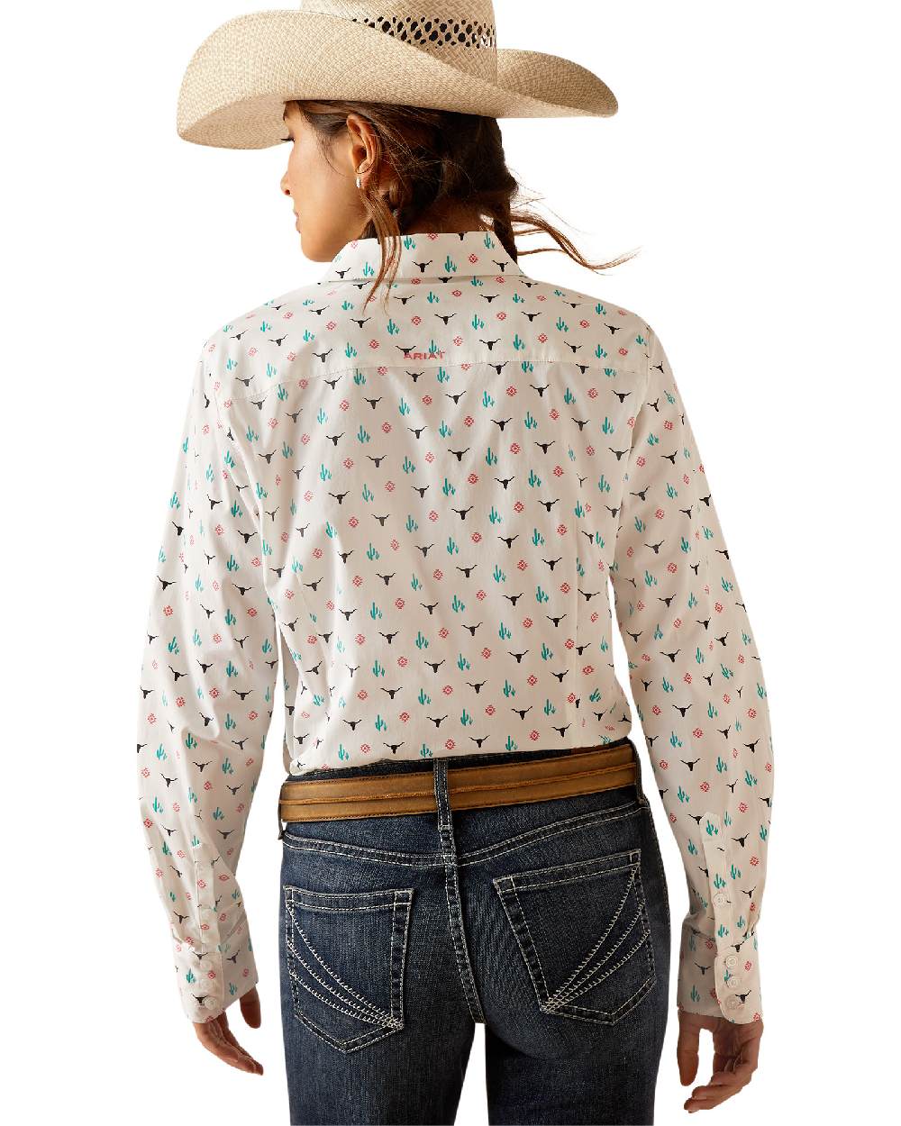 Steer Garden Coloured Ariat Womens Kirby Stretch Western Shirt on white background 