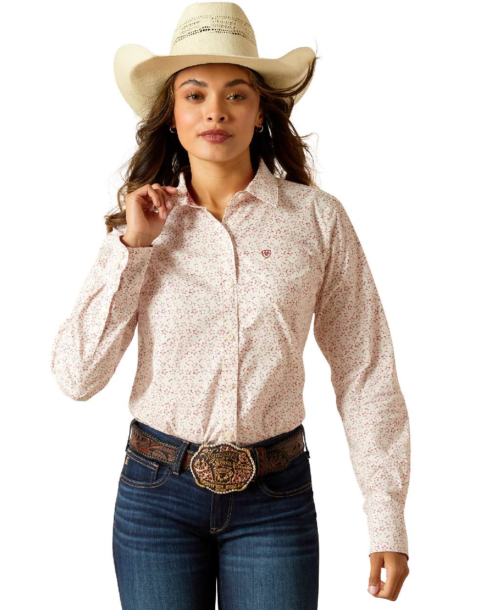 Union Star Coloured Ariat Womens Kirby Stretch Western Shirt on white background 