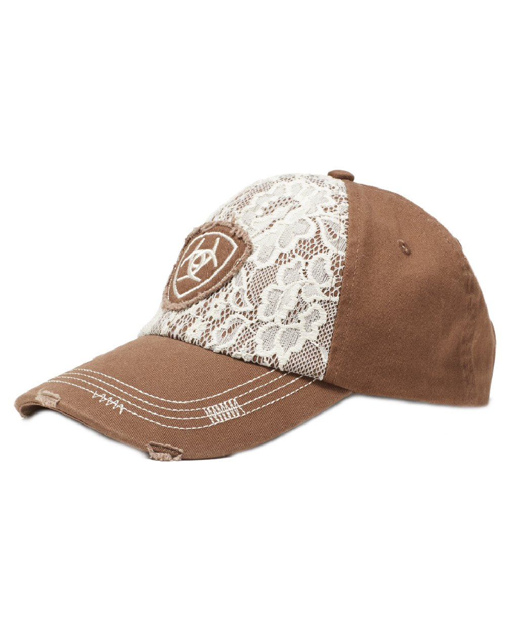 Brown Coloured Ariat Womens Lace Logo Velcro Back Cap on white background 