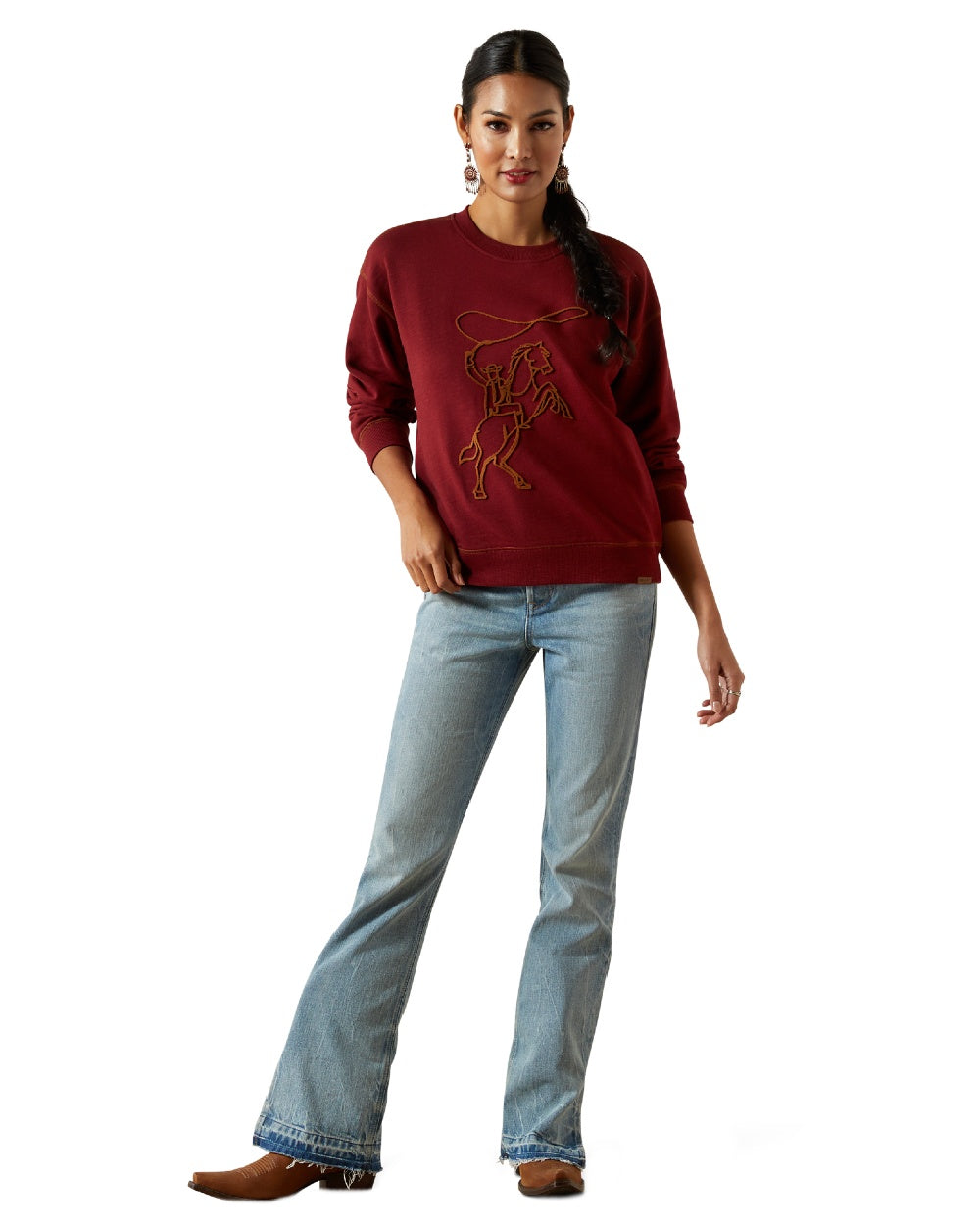 Cabernet Coloured Ariat Womens Lasso Sweatshirt on white background 