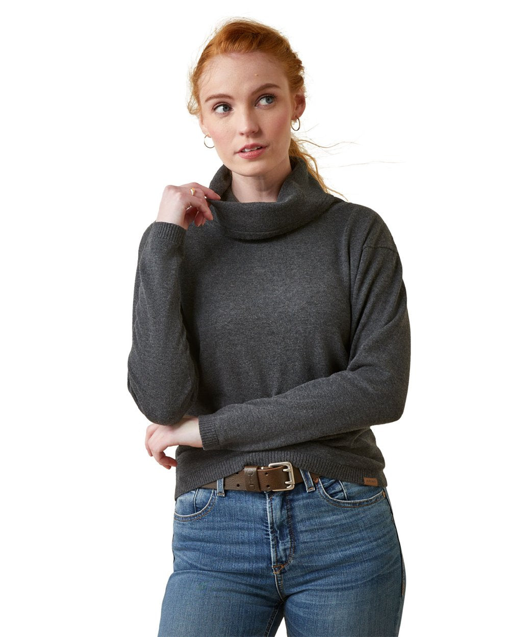 Charcoal coloured Ariat Womens Lexi Sweatshirt on white background 