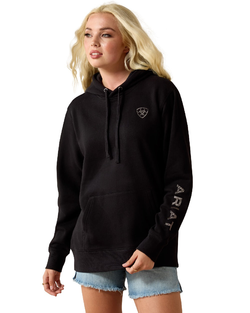 Black coloured Ariat Womens Logo 2.0 Hoodie on white background 