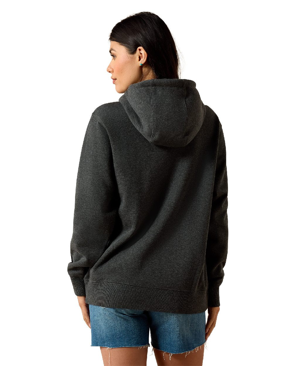 Charcoal Heather coloured Ariat Womens Logo 2.0 Hoodie on white background 