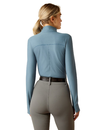 Bluestone Coloured Ariat Womens Lowell 3.0 Quarter Zip Baselayer on white background 