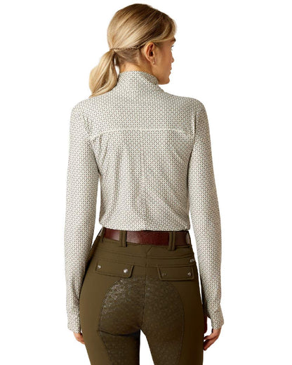 Deco Geo Coloured Ariat Womens Lowell 3.0 Quarter Zip Baselayer on white background 