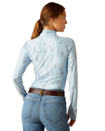 Sketch Horse Coloured Ariat Womens Lowell 3.0 Quarter Zip Baselayer on white background 