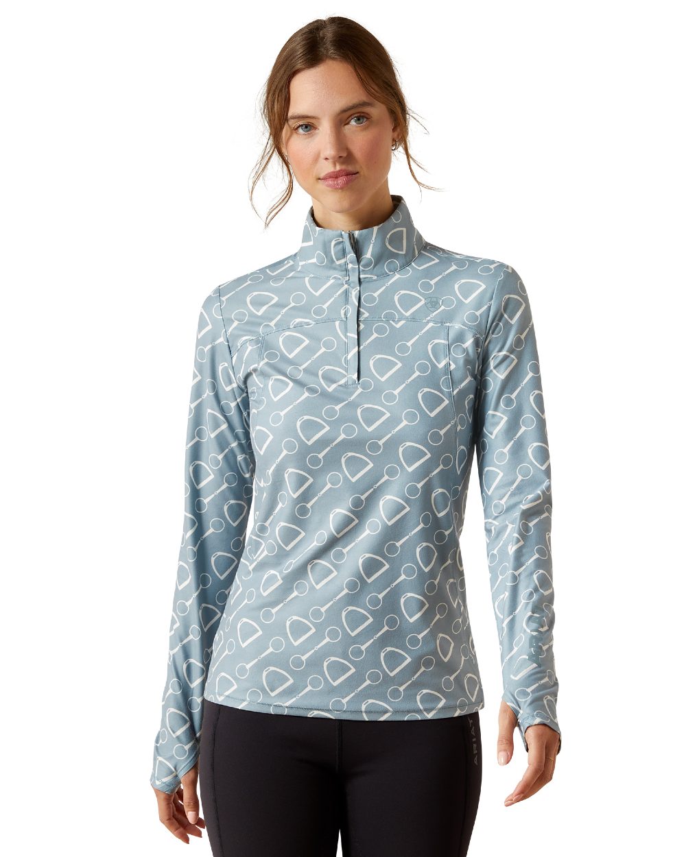 Hardware Print Coloured Ariat Womens Lowell 3.0 Quarter Zip Baselayer on white background 