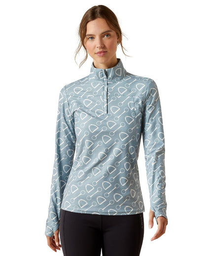 Hardware Print Coloured Ariat Womens Lowell 3.0 Quarter Zip Baselayer on white background 