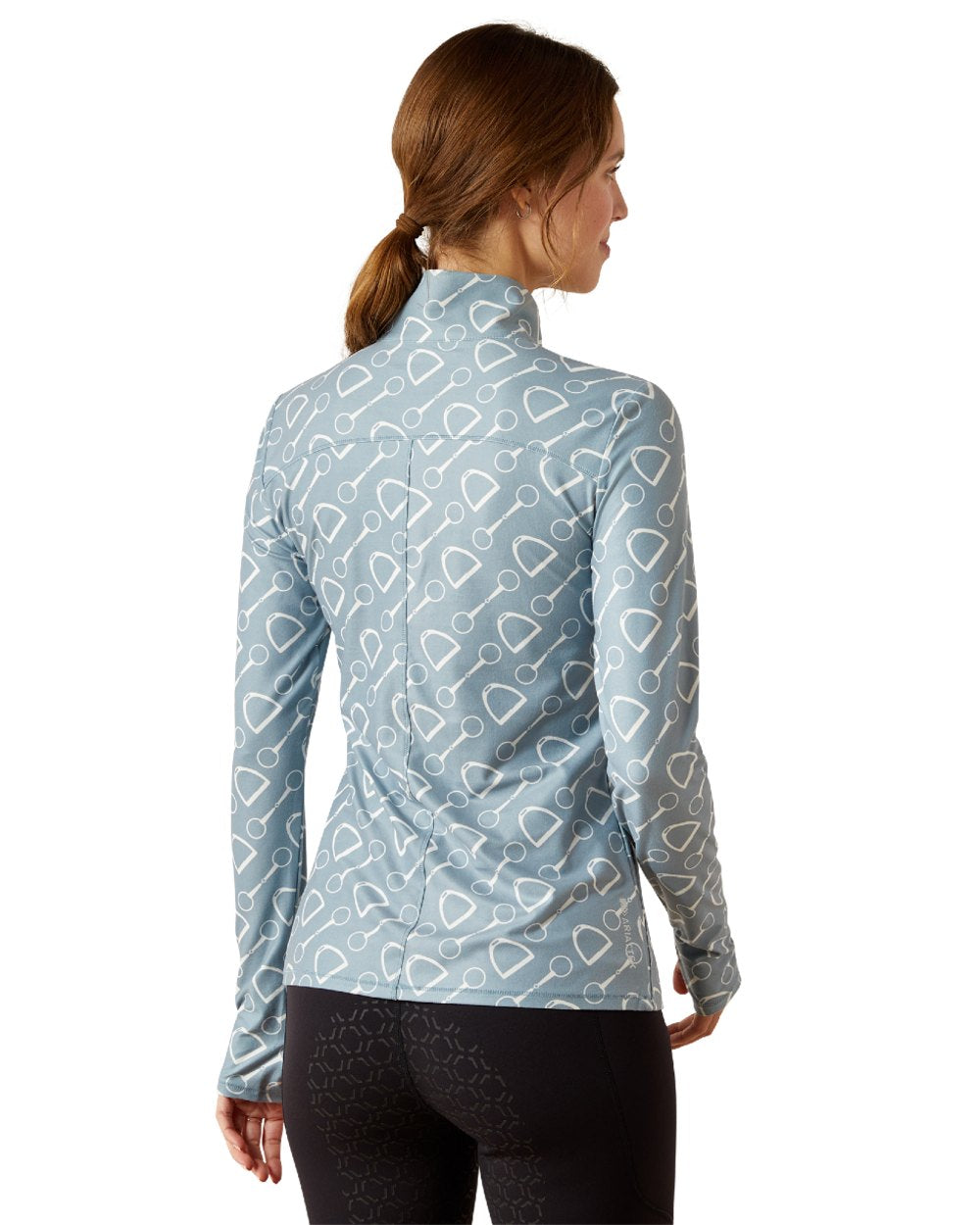 Hardware Print Coloured Ariat Womens Lowell 3.0 Quarter Zip Baselayer on white background 