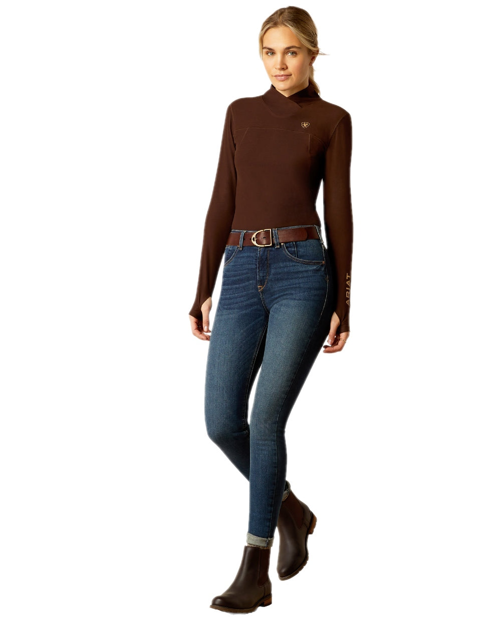 Mole Coloured Ariat Womens Lowell 3.0 Wrap Baselayer on white background 