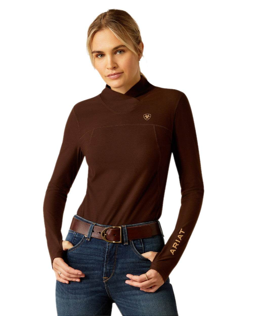 Mole Coloured Ariat Womens Lowell 3.0 Wrap Baselayer on white background 