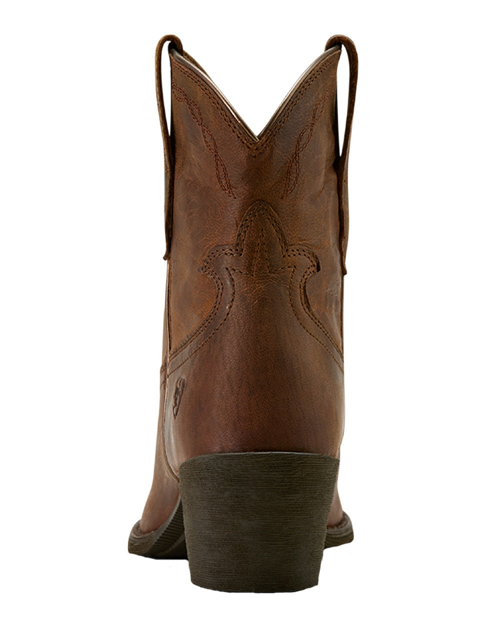 Sassy Brown coloured Ariat Womens Maggie Western Boots on white background 
