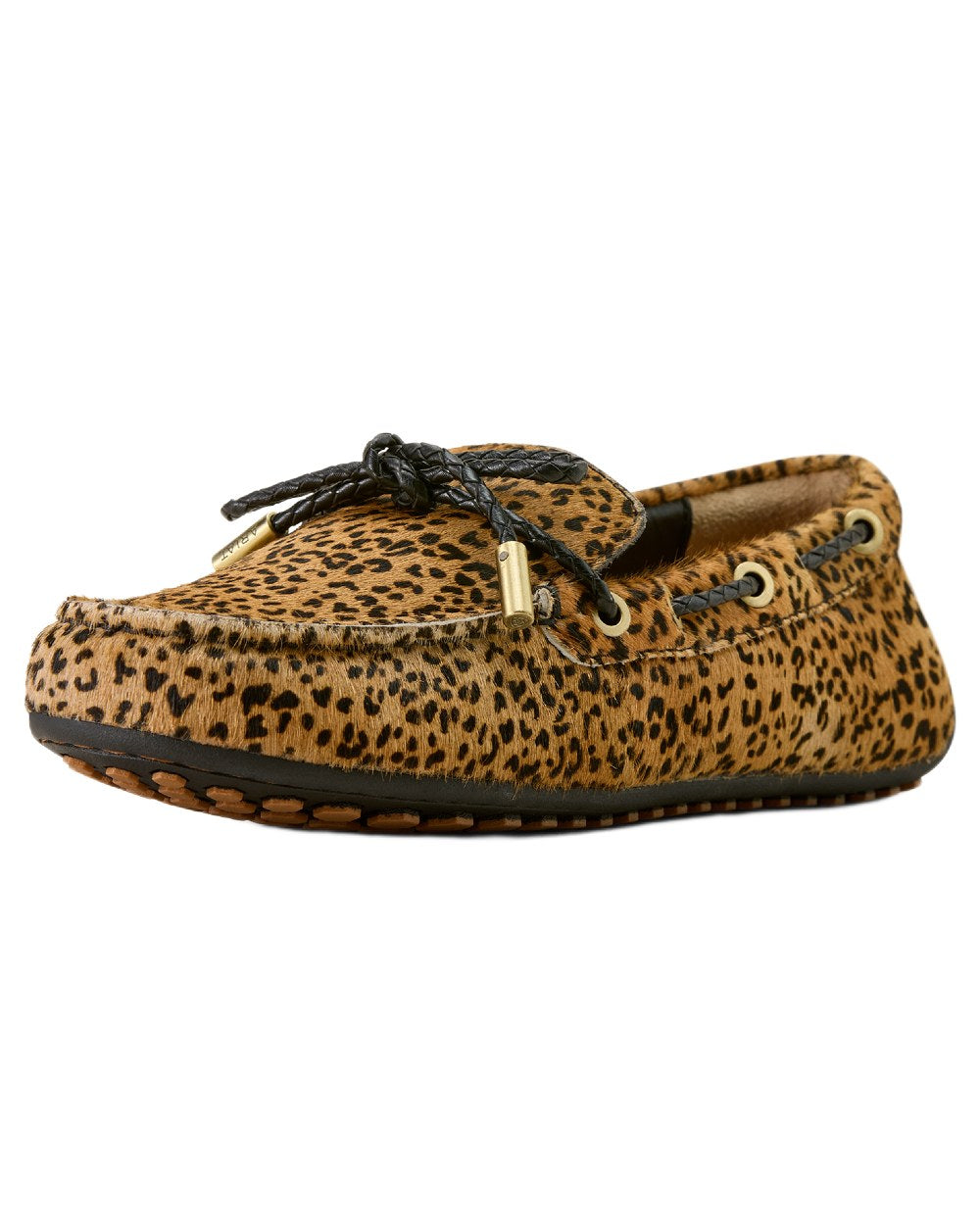 Mini Cheetah Hair On coloured Ariat Womens Margot Driving Moc on white background 