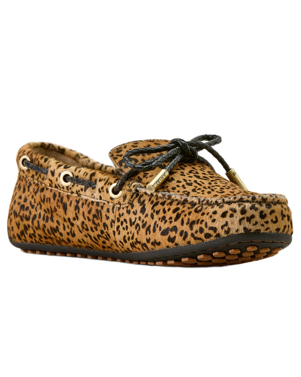 Mini Cheetah Hair On coloured Ariat Womens Margot Driving Moc on white background 