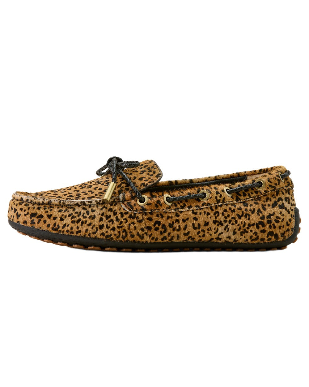 Mini Cheetah Hair On coloured Ariat Womens Margot Driving Moc on white background 