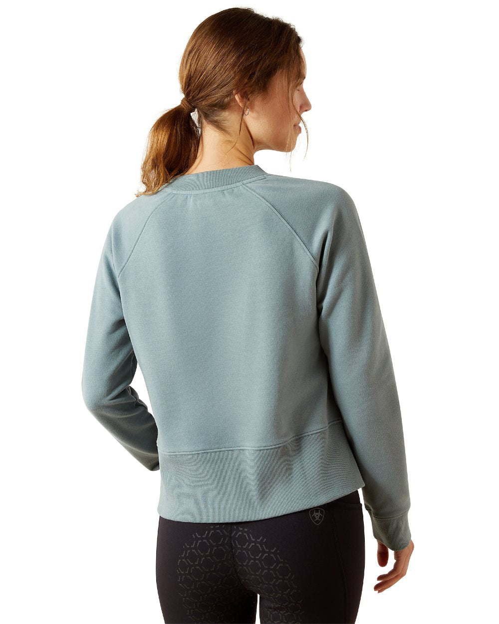 Steel Sage Coloured Ariat Womens Martine Sweatshirt on white background 
