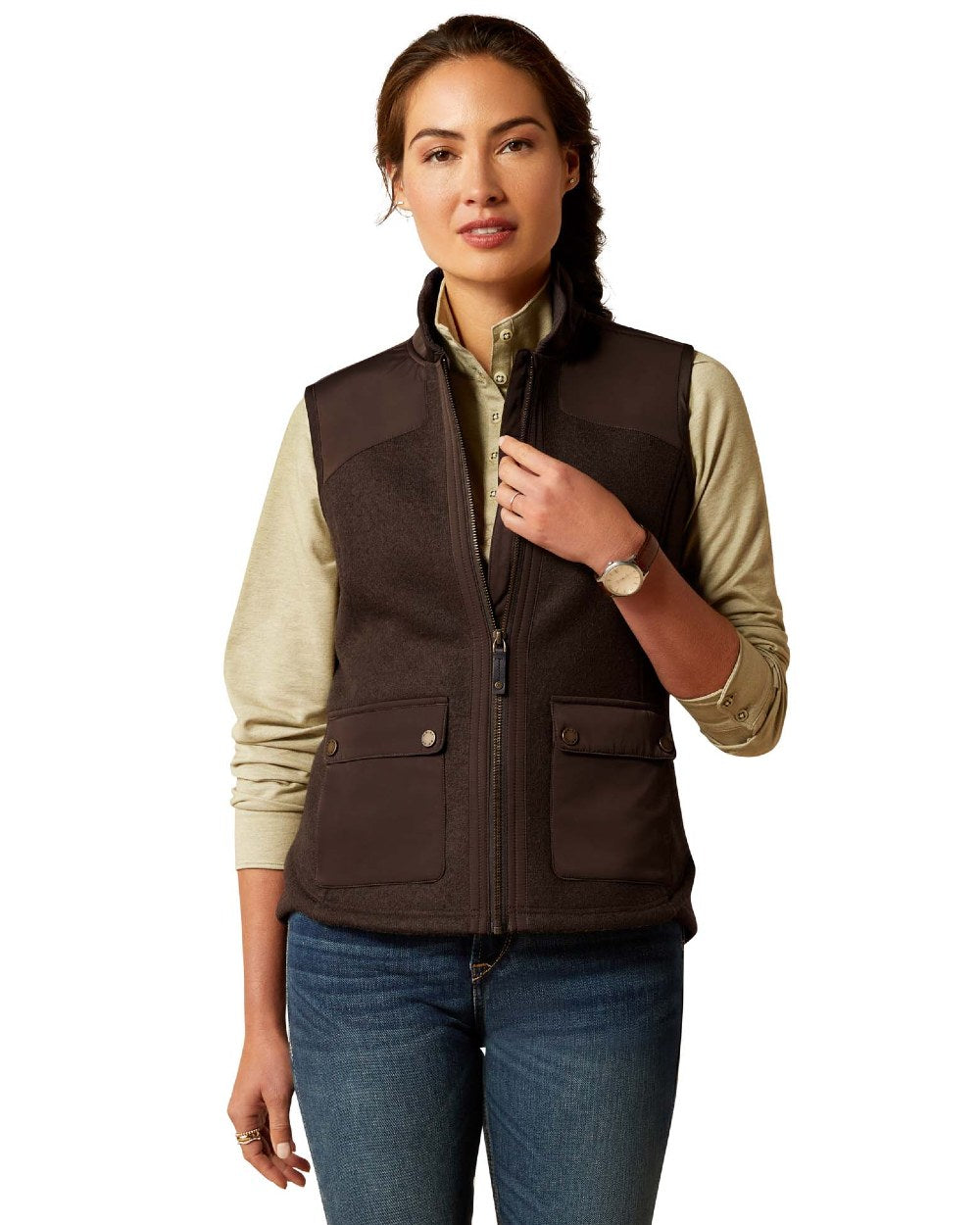 Delicioso coloured Ariat Womens Millbrae Gilet on white background 
