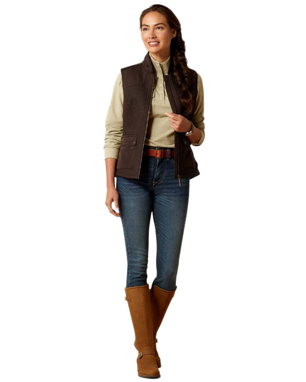Delicioso coloured Ariat Womens Millbrae Gilet on white background 