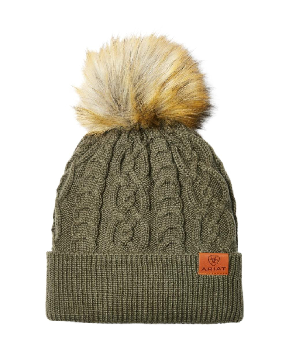 Earth Heather Coloured Ariat Womens Norfolk Beanie on white background 