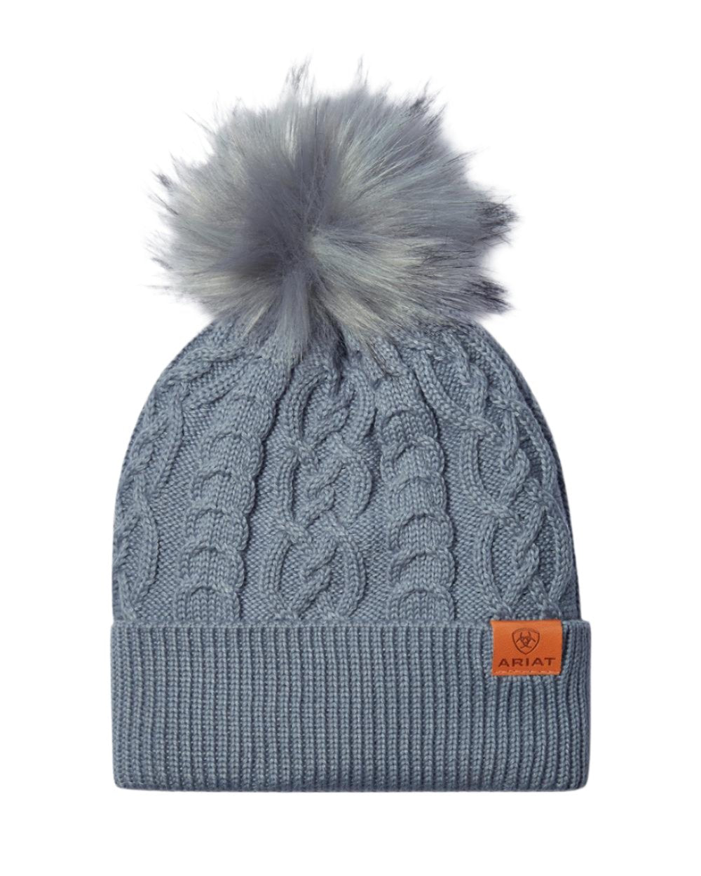 Light Heather Grey Coloured Ariat Womens Norfolk Beanie on white background 