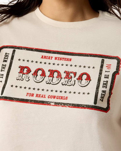 Natural coloured Ariat Womens One in the West T-Shirt on white background 