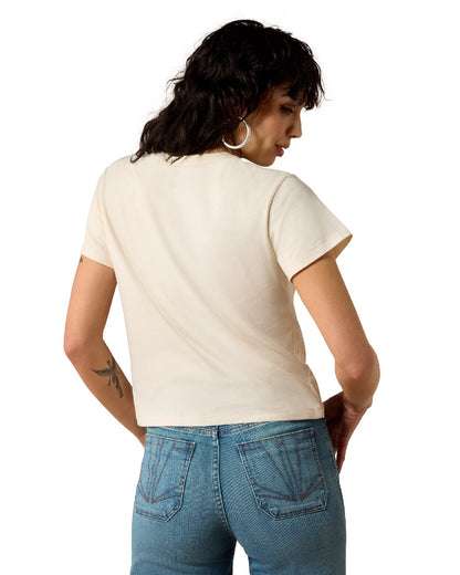 Natural coloured Ariat Womens One in the West T-Shirt on white background 