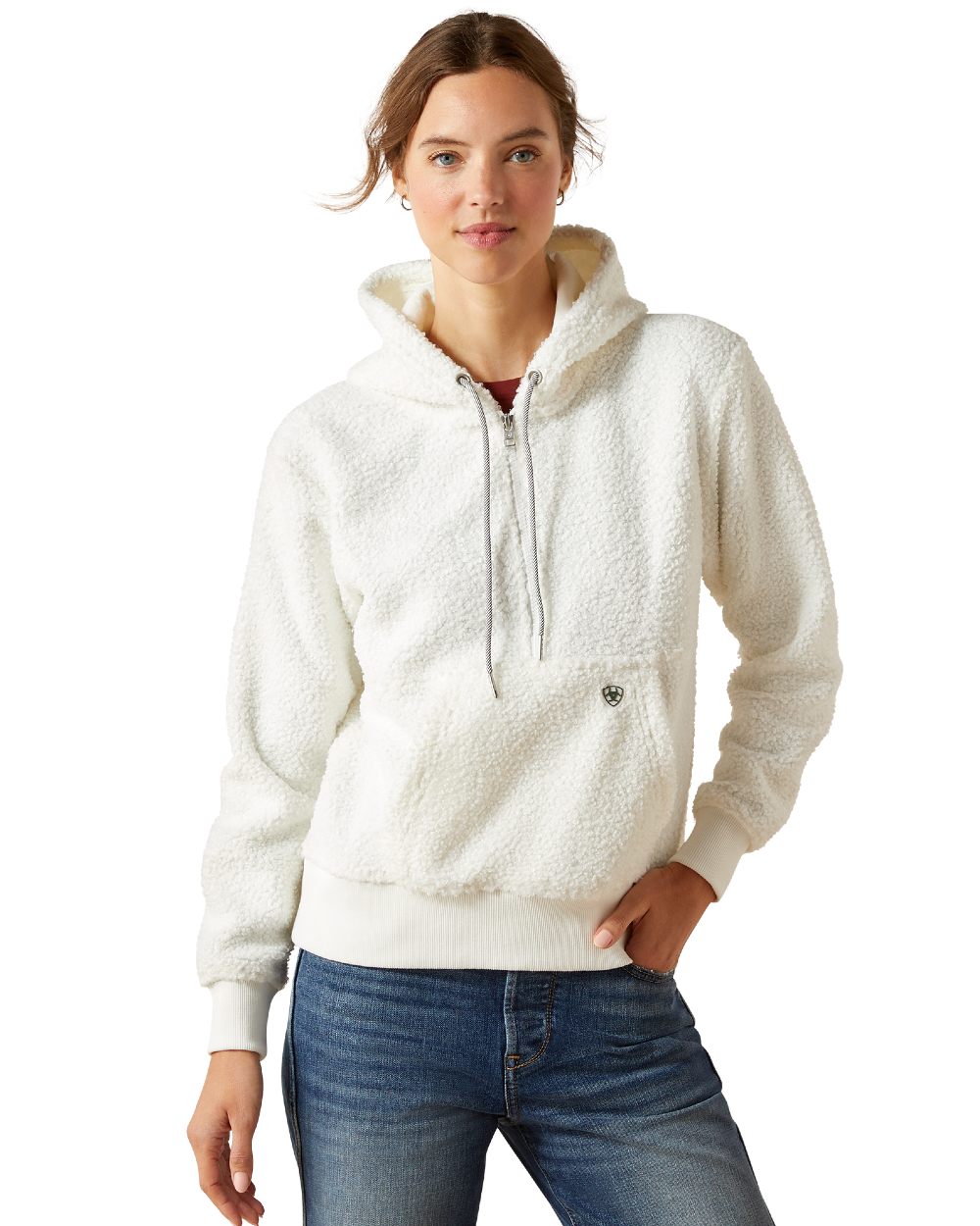 Star White Coloured Ariat Womens Orinda Hoodie on white background 