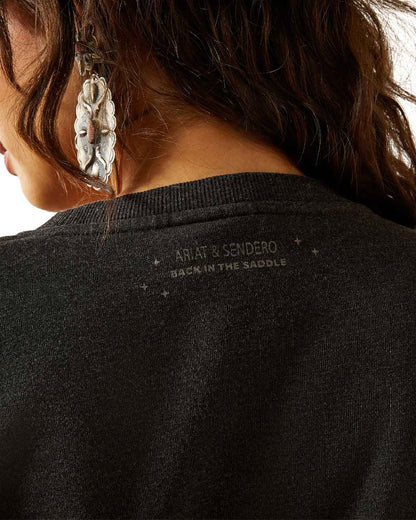 Black Mineral Wash Coloured Ariat Womens Oversize Sendero When Life Gives You Agaves Sweatshirt on white background 