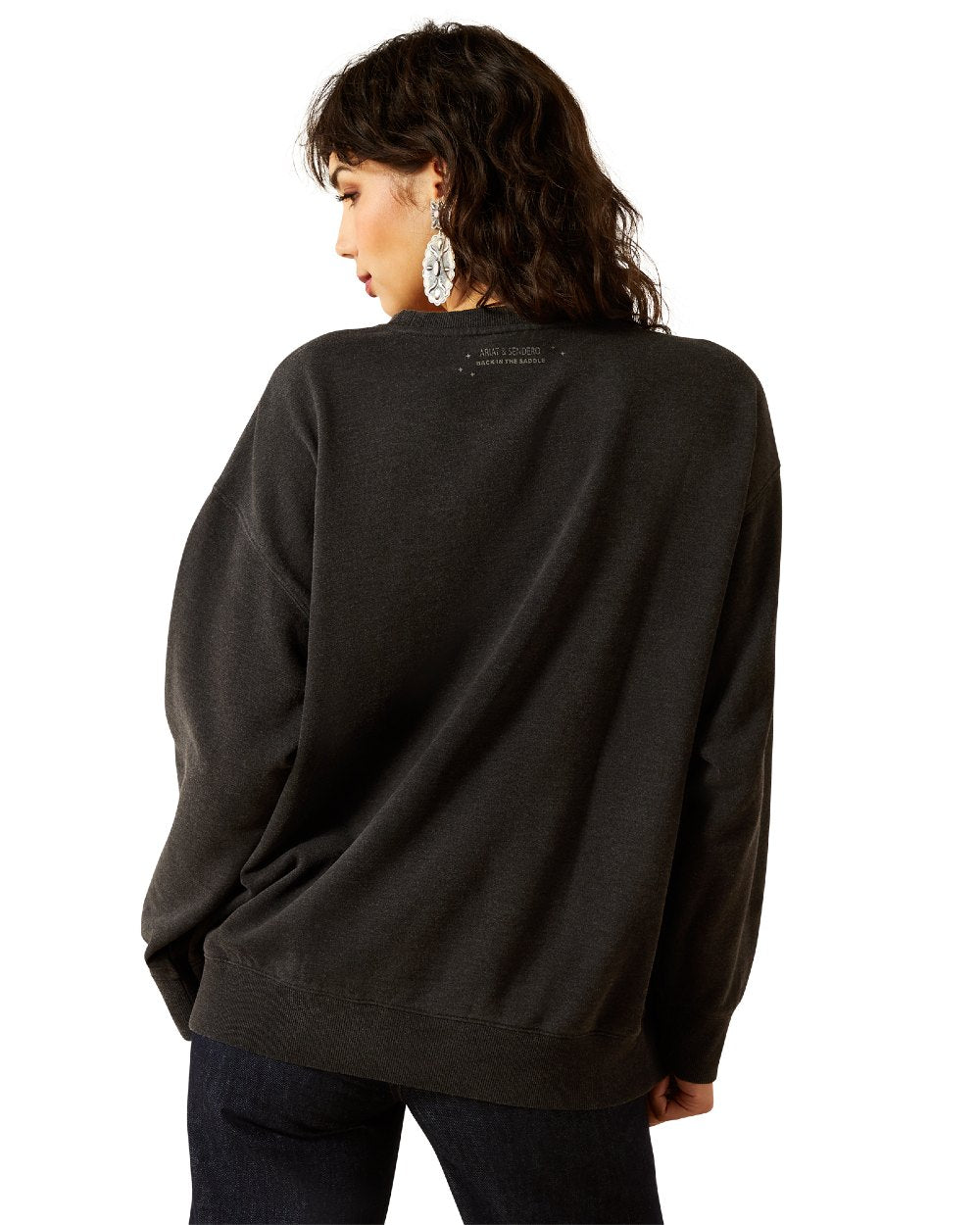 Black Mineral Wash Coloured Ariat Womens Oversize Sendero When Life Gives You Agaves Sweatshirt on white background 