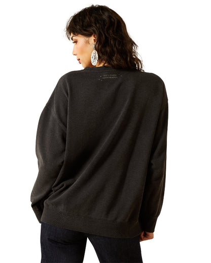 Black Mineral Wash Coloured Ariat Womens Oversize Sendero When Life Gives You Agaves Sweatshirt on white background 
